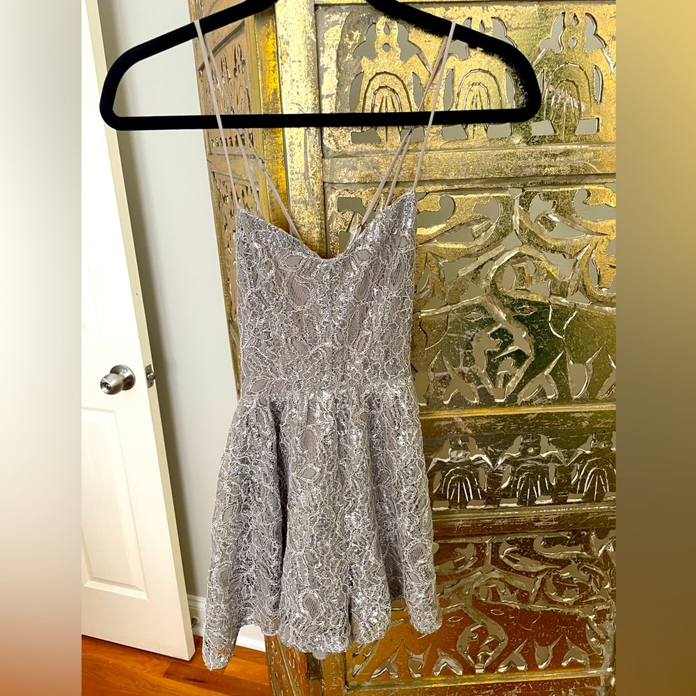 Urban Outfitters Skater Romper - Silver - 0